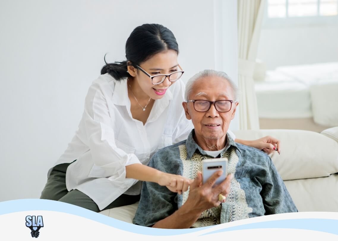 daughter helping senior father with choosing the right assisted living community