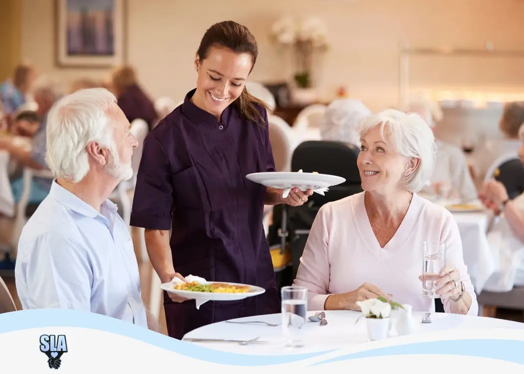couple at luxury senior living dinner